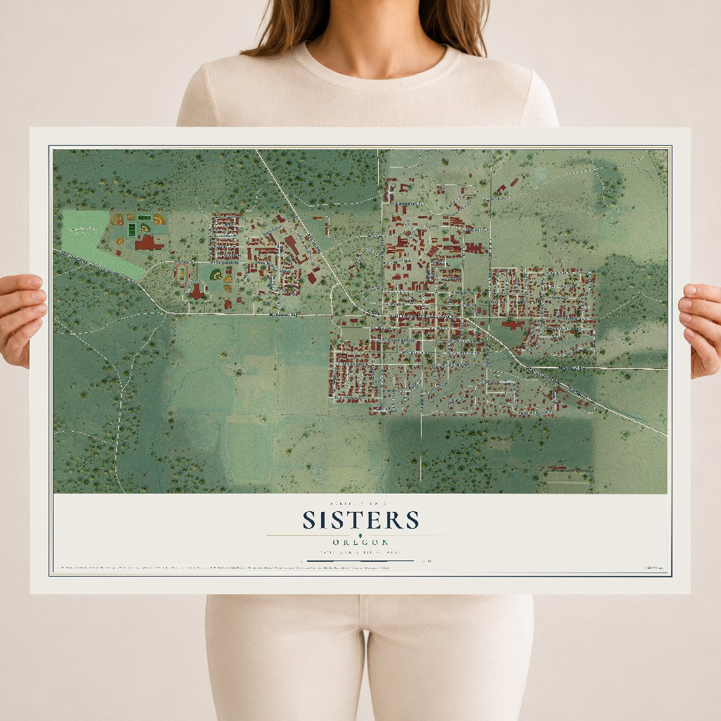 Map of Sisters, Oregon, 18 x 24 inch unframed archival matte print