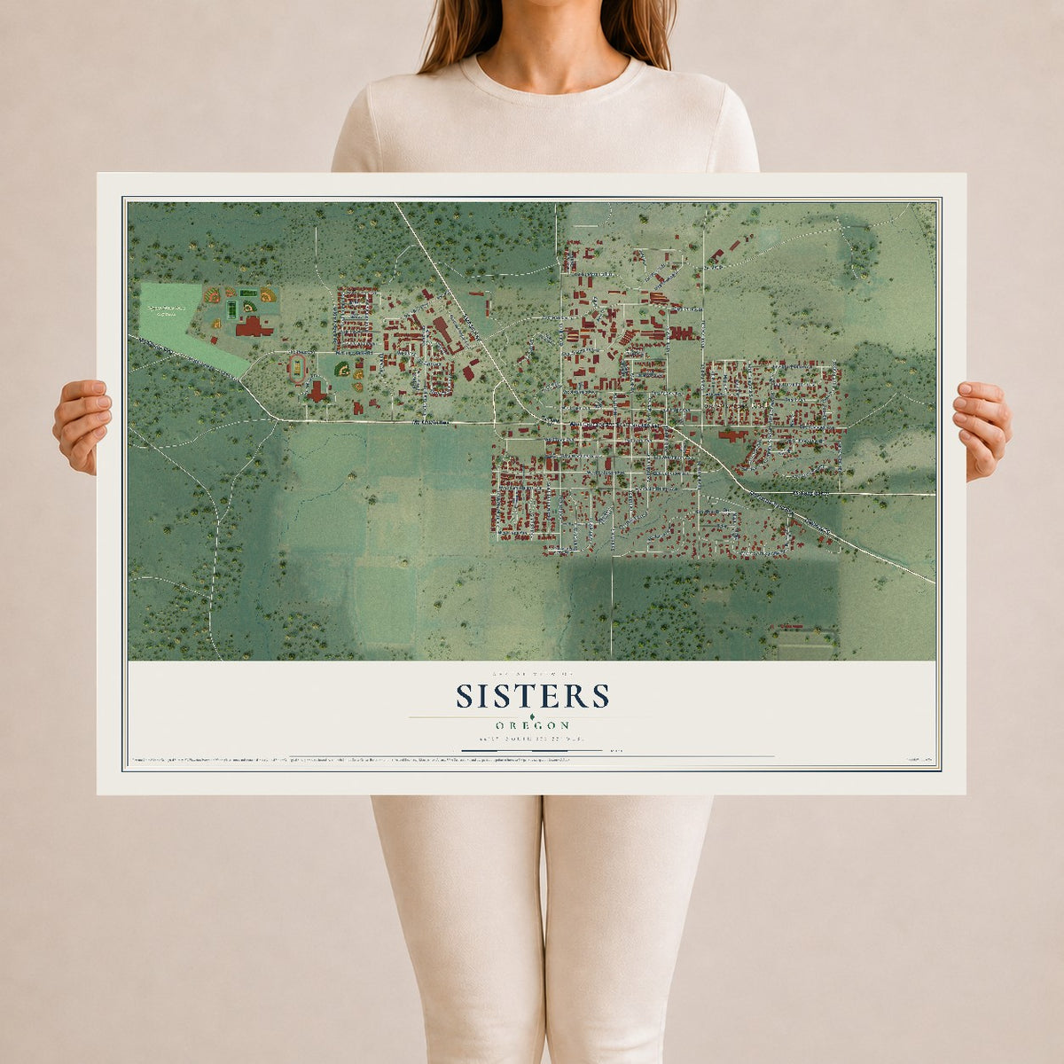 Map of Sisters, Oregon, 24 x 36 inch unframed archival matte print