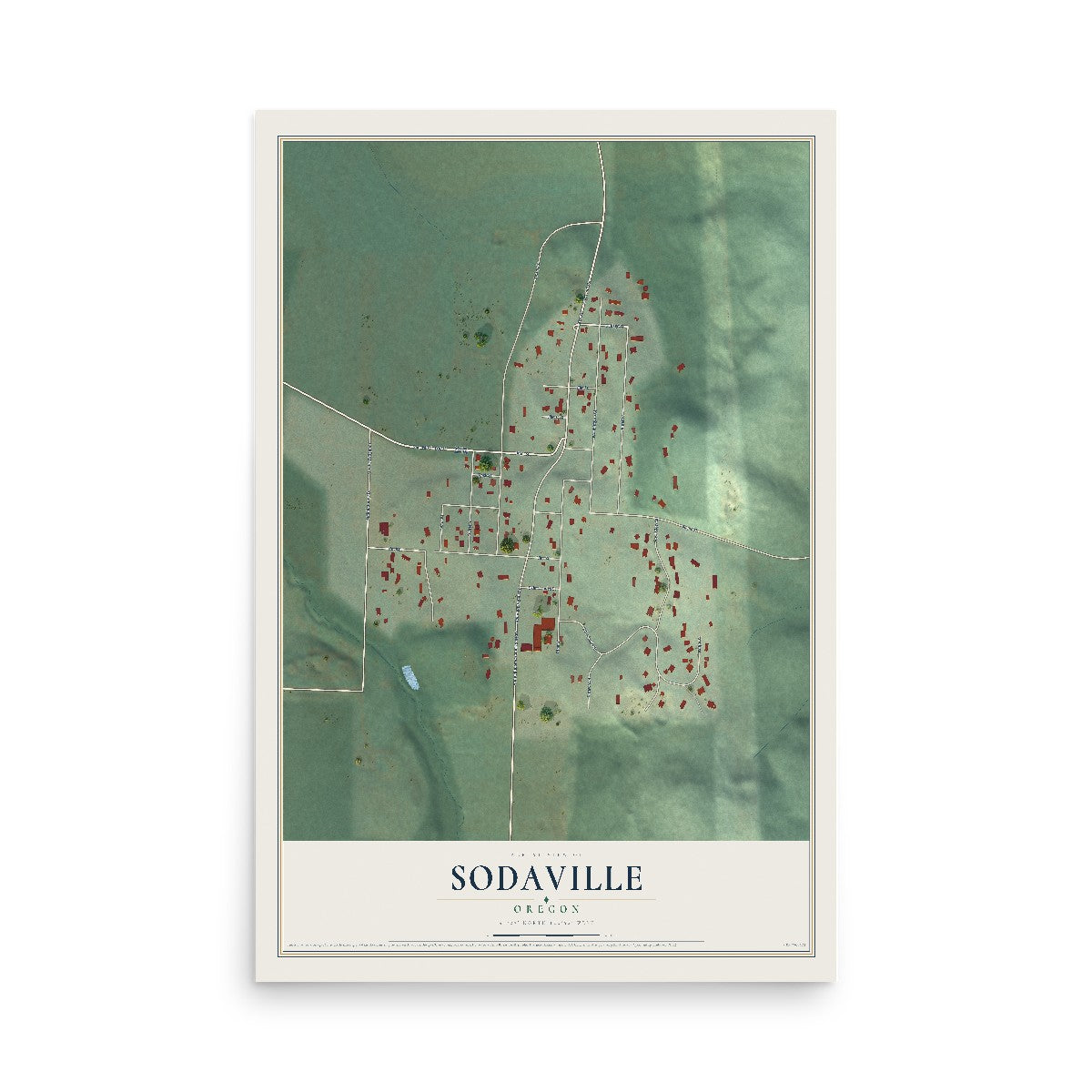 Map of Sodaville, Oregon, 12 x 18 inch unframed archival matte print