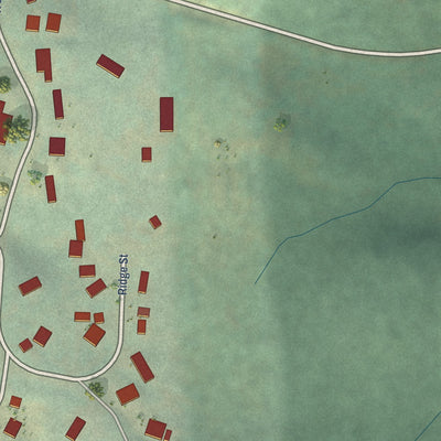 Second close-up of the map of Sodaville, Oregon print showing more streets and buildings