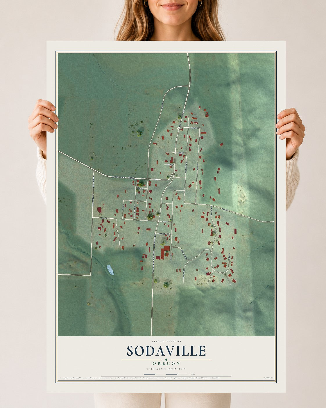 Map of Sodaville, Oregon, 24 x 36 inch unframed archival matte print