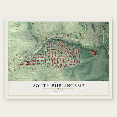 South Burlingame, Oregon map print, the full design
