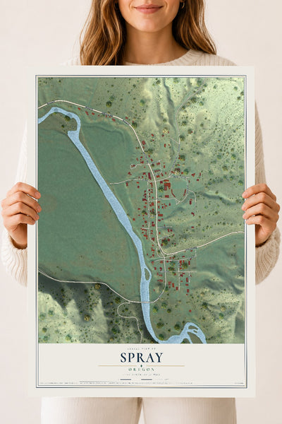 Map of Spray, Oregon, 18 x 24 inch unframed archival matte print