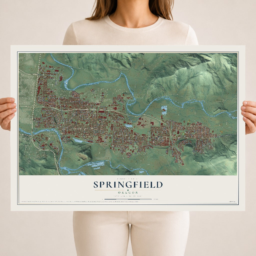 Map of Springfield, Oregon, 18 x 24 inch unframed archival matte print