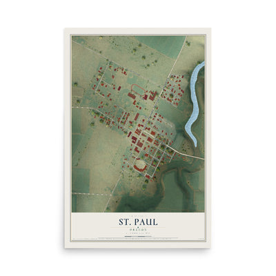 Map of St. Paul, Oregon, 12 x 18 inch unframed archival matte print