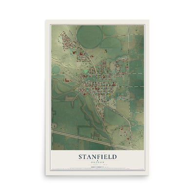 Map of Stanfield, Oregon, 12 x 18 inch unframed archival matte print