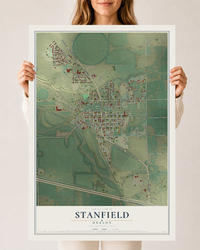 Map of Stanfield, Oregon, 24 x 36 inch unframed archival matte print