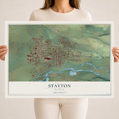 Map of Stayton, Oregon, 18 x 24 inch unframed archival matte print