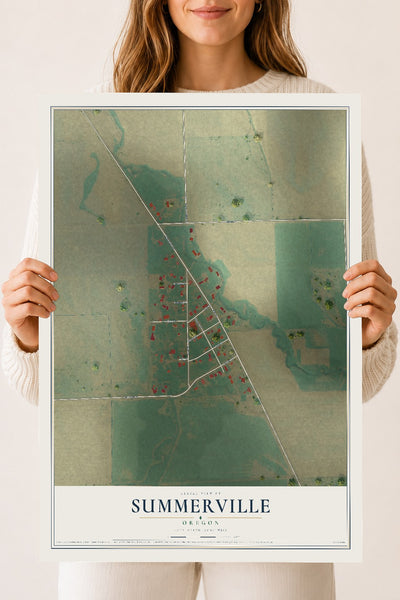 Map of Summerville, Oregon, 18 x 24 inch unframed archival matte print