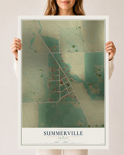 Map of Summerville, Oregon, 24 x 36 inch unframed archival matte print
