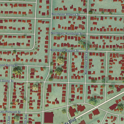 Close-up of the map of Sumner, Oregon print showing street and building detail