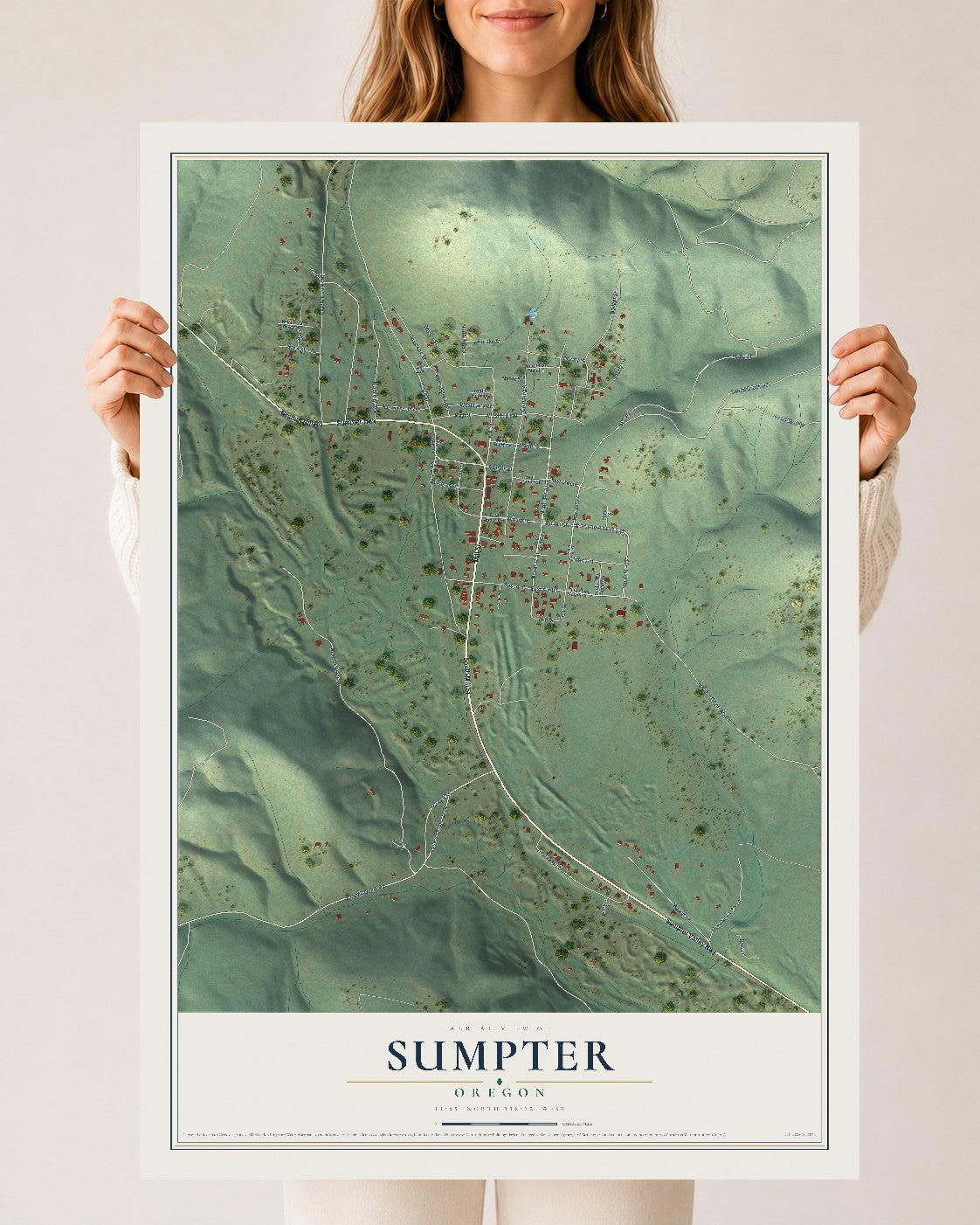 Map of Sumpter, Oregon, 24 x 36 inch unframed archival matte print