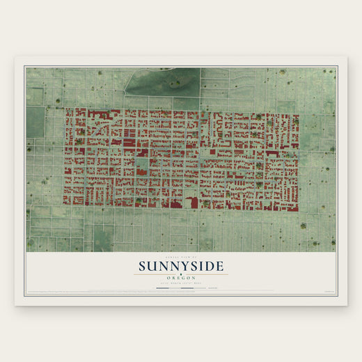 Sunnyside, Oregon map print, the full design