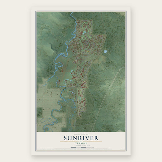 Sunriver, Oregon map print, the full design