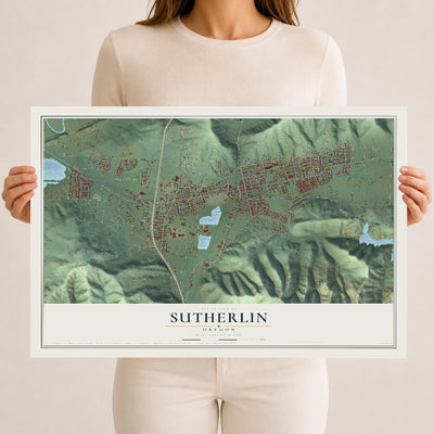 Map of Sutherlin, Oregon, 12 x 18 inch unframed archival matte print