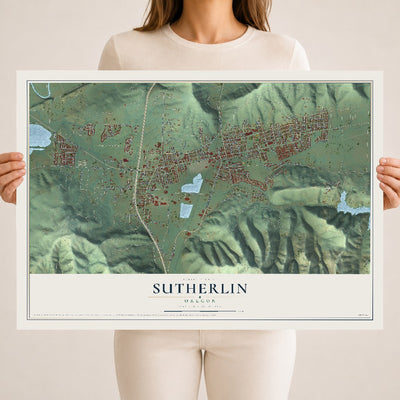 Map of Sutherlin, Oregon, 18 x 24 inch unframed archival matte print