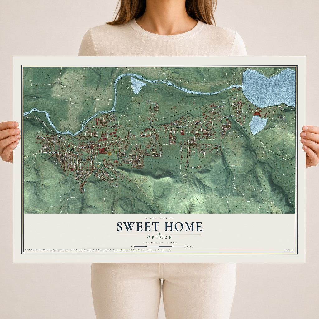 Map of Sweet Home, Oregon, 18 x 24 inch unframed archival matte print