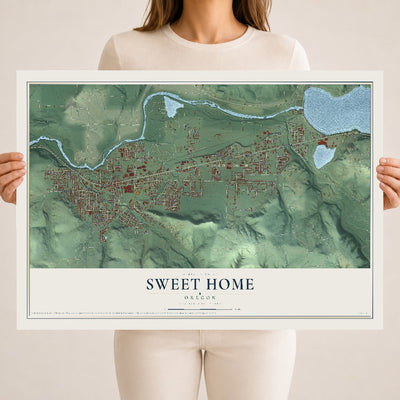 Map of Sweet Home, Oregon, 18 x 24 inch unframed archival matte print