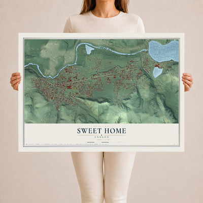 Map of Sweet Home, Oregon, 24 x 36 inch unframed archival matte print