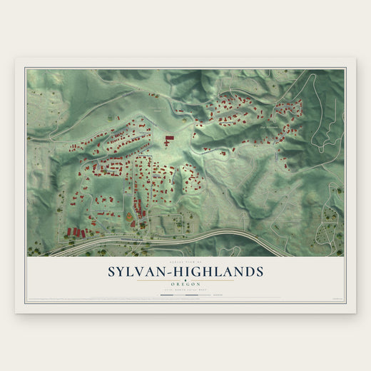 Sylvan-Highlands, Oregon map print, the full design