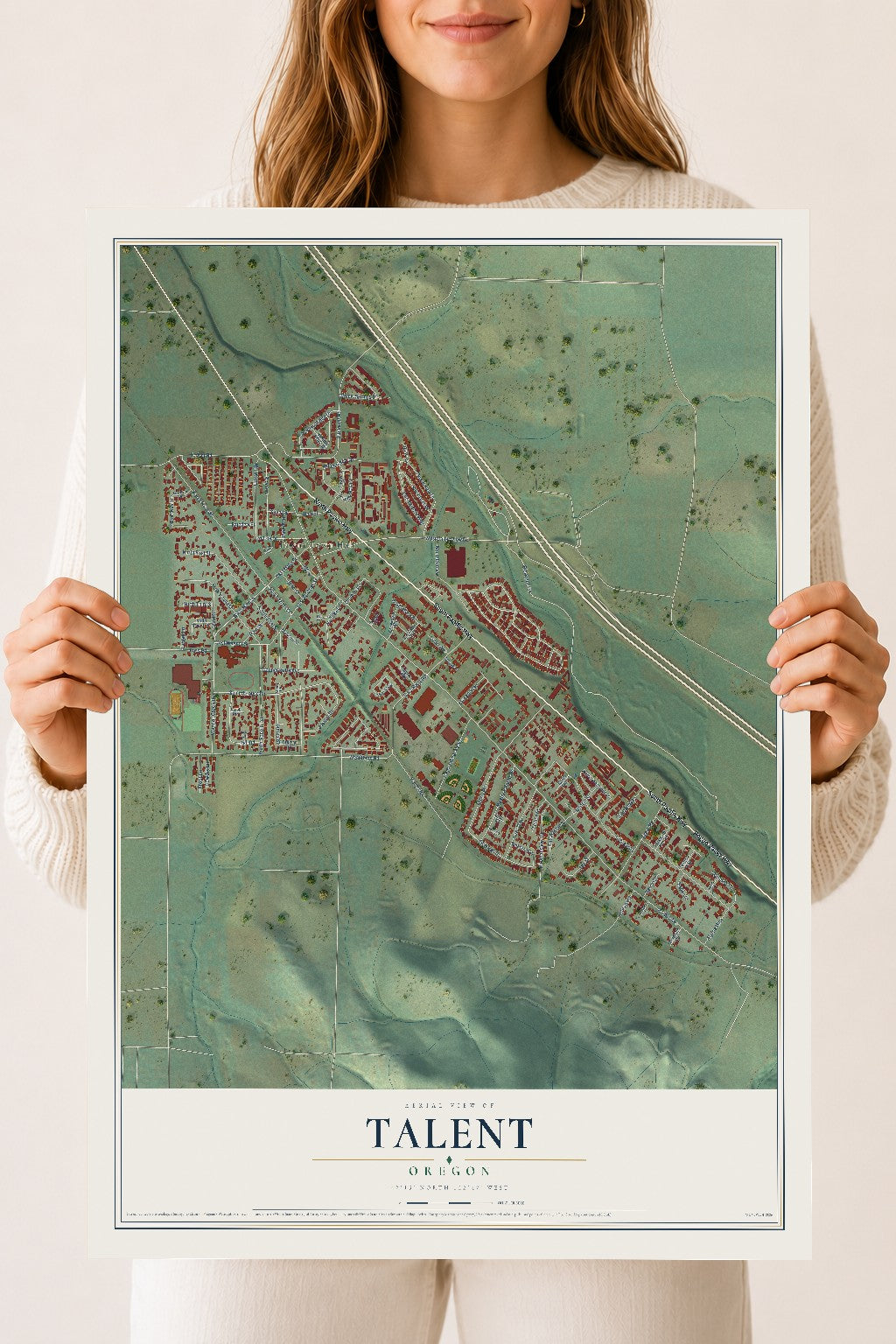Map of Talent, Oregon, 18 x 24 inch unframed archival matte print
