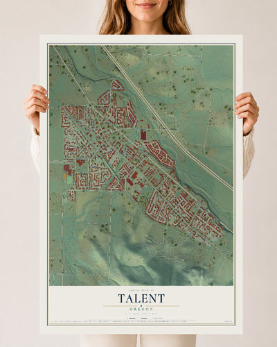 Map of Talent, Oregon, 24 x 36 inch unframed archival matte print
