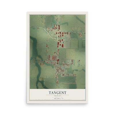 Map of Tangent, Oregon, 12 x 18 inch unframed archival matte print