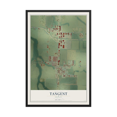 Map of Tangent, Oregon, 12 x 18 inch print in a black wood frame