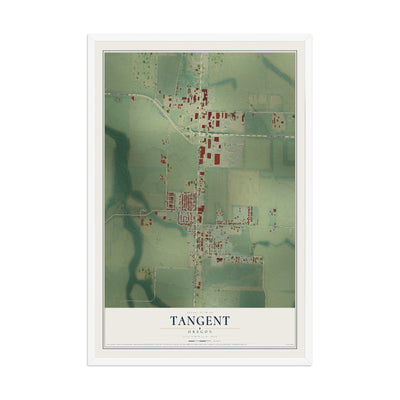 Map of Tangent, Oregon, 12 x 18 inch print in a white wood frame