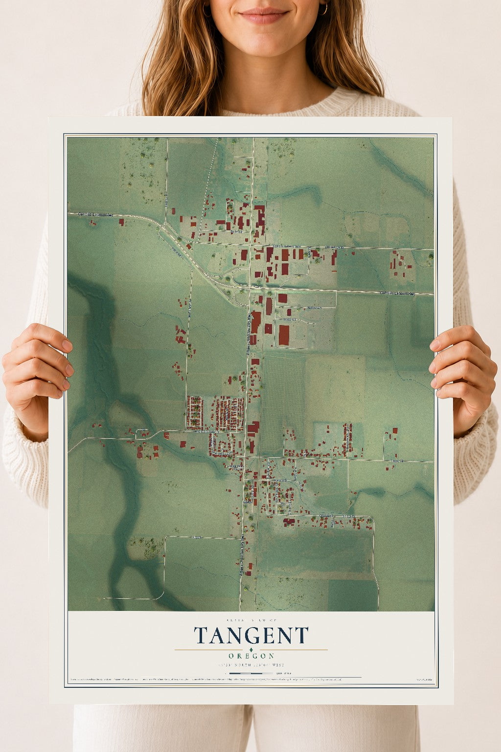 Map of Tangent, Oregon, 18 x 24 inch unframed archival matte print