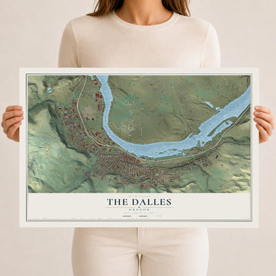 Map of The Dalles, Oregon, 12 x 18 inch unframed archival matte print