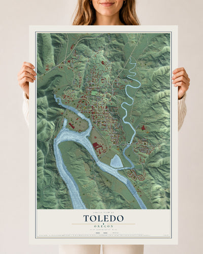 Map of Toledo, Oregon, 24 x 36 inch unframed archival matte print