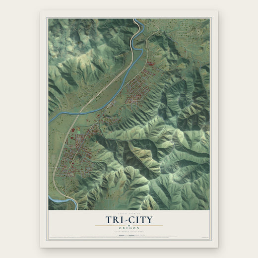 Tri-City, Oregon map print, the full design