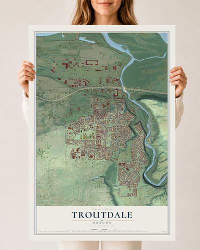 Map of Troutdale, Oregon, 24 x 36 inch unframed archival matte print