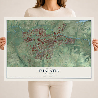 Map of Tualatin, Oregon, 18 x 24 inch unframed archival matte print
