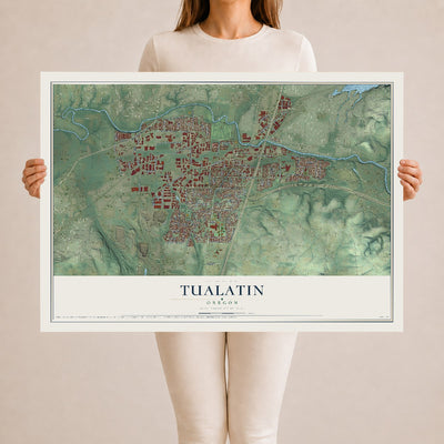 Map of Tualatin, Oregon, 24 x 36 inch unframed archival matte print