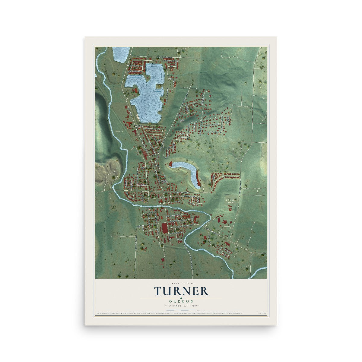 Map of Turner, Oregon, 12 x 18 inch unframed archival matte print