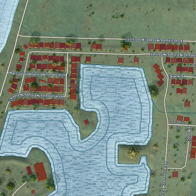 Close-up of the map of Turner, Oregon print showing street and building detail