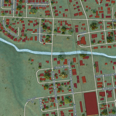 Second close-up of the map of Turner, Oregon print showing more streets and buildings
