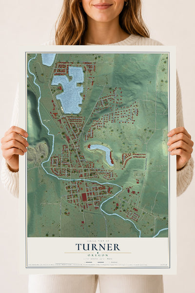 Map of Turner, Oregon, 18 x 24 inch unframed archival matte print
