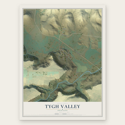 Tygh Valley, Oregon map print, the full design