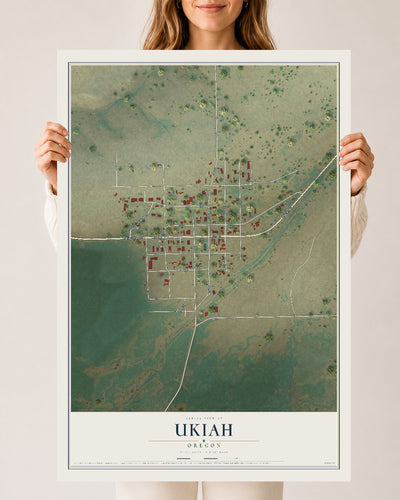 Map of Ukiah, Oregon, 24 x 36 inch unframed archival matte print