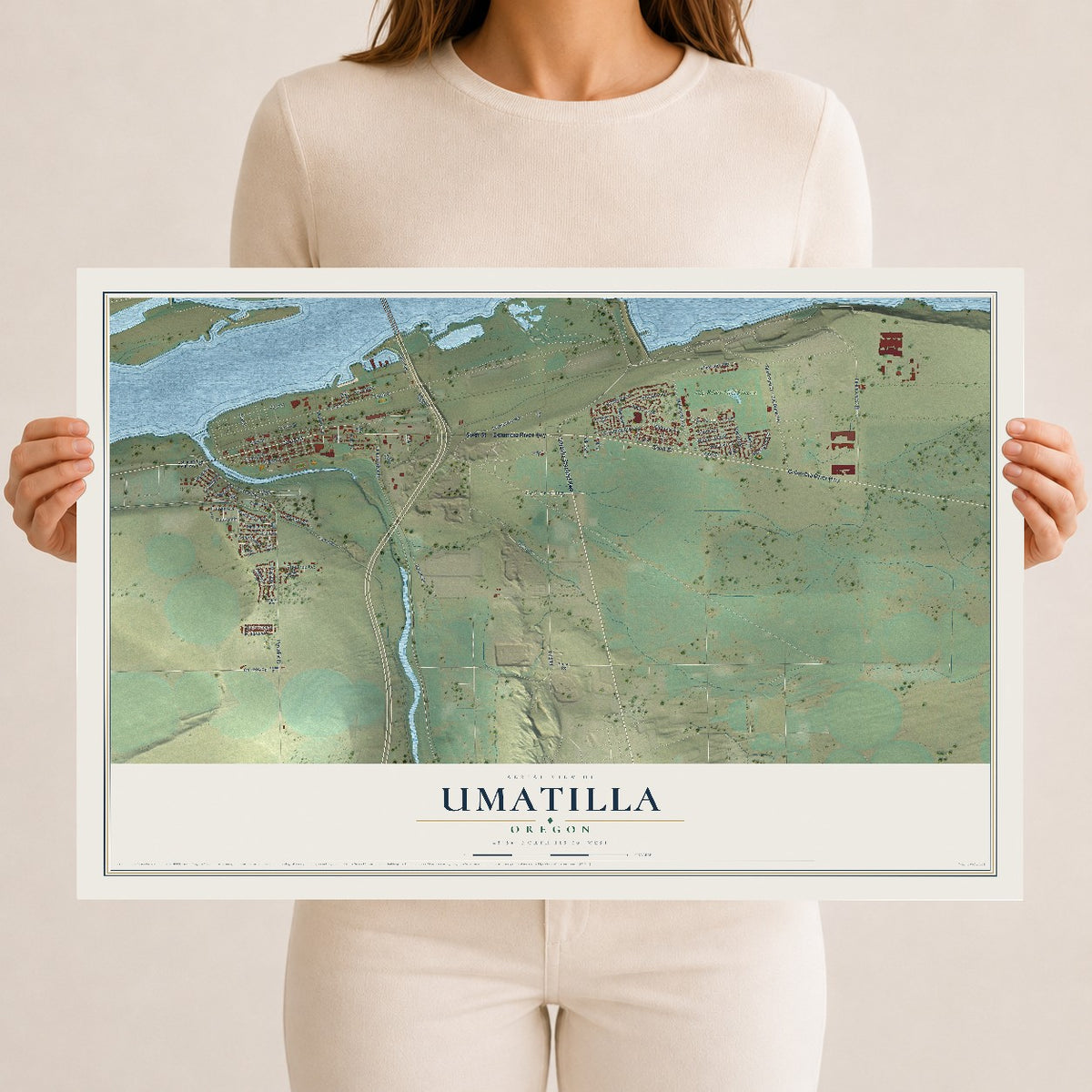 Map of Umatilla, Oregon, 12 x 18 inch unframed archival matte print