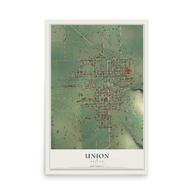 Map of Union, Oregon, 12 x 18 inch unframed archival matte print