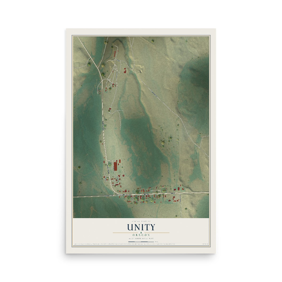 Map of Unity, Oregon, 12 x 18 inch unframed archival matte print