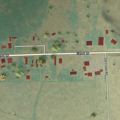 Second close-up of the map of Unity, Oregon print showing more streets and buildings