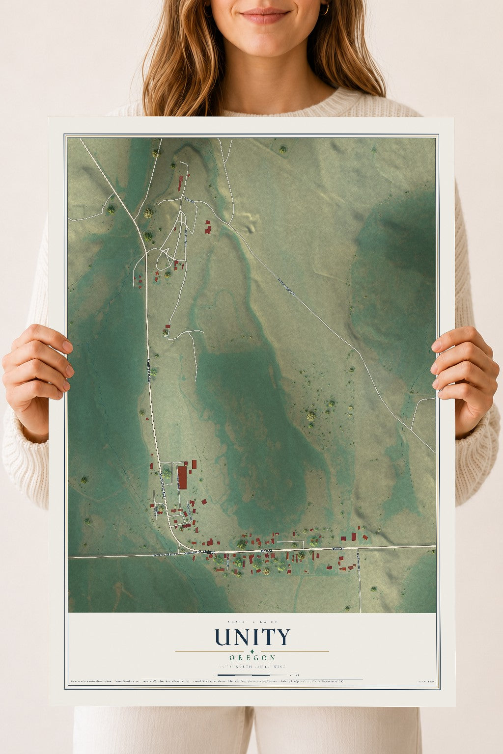 Map of Unity, Oregon, 18 x 24 inch unframed archival matte print