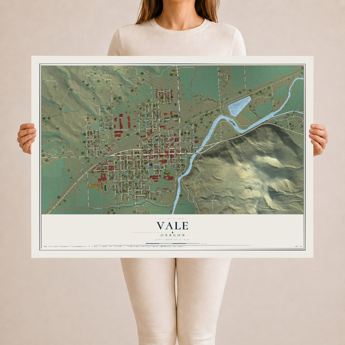 Map of Vale, Oregon, 24 x 36 inch unframed archival matte print