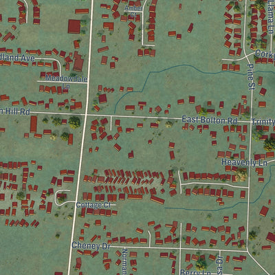 Close-up of the map of Veneta, Oregon print showing street and building detail