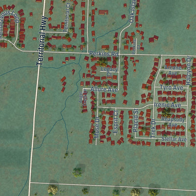 Second close-up of the map of Veneta, Oregon print showing more streets and buildings